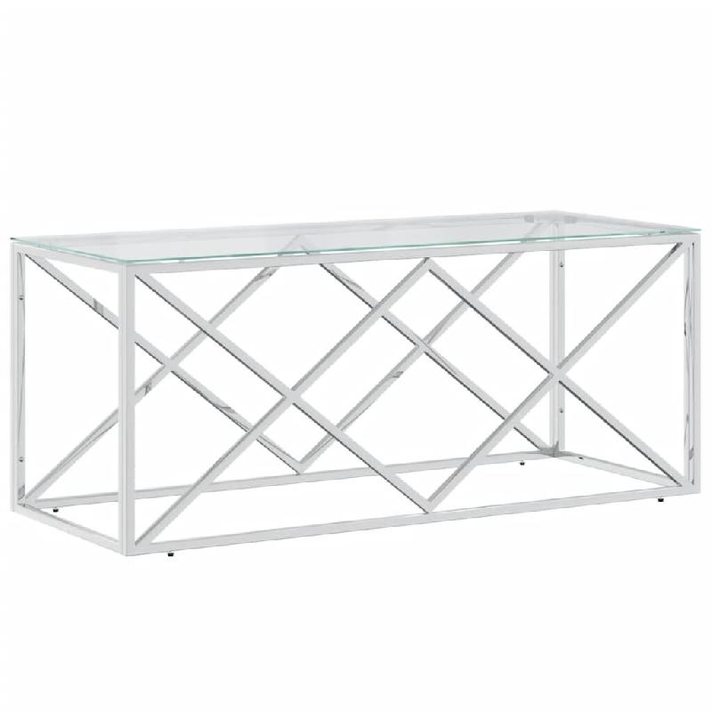Décoshop26 - Table basse de salon design moderne 110 x 45 x 45 cm acier inoxydable et verre trempé DEC036974 - verre 3000263028893_0