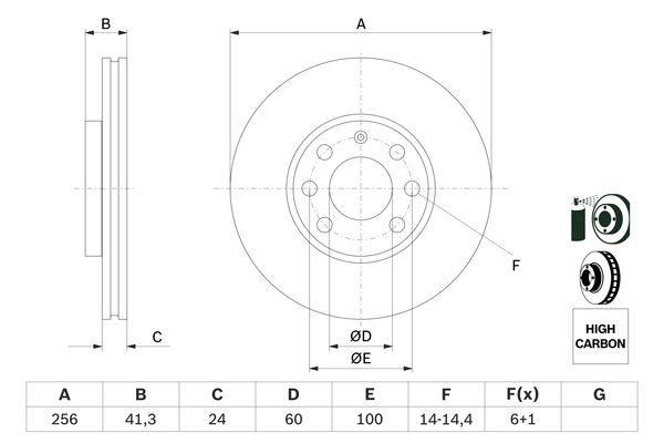 Disque de frein BOSCH 0986478881 - ventilé de l'intérieur - boîte de 2 disques - côté avant - 4 trous_0