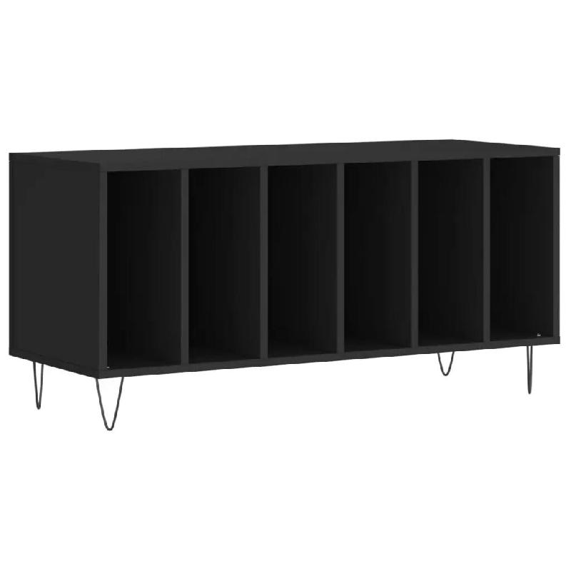 Helloshop26 - Armoire à disques classique noir 100 x 38 x 48 cm grand espace de rangement style industriel en bois d'ingénierie noir 02_0049147 - no_0