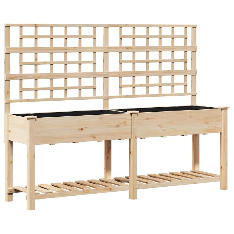 Helloshop26 - Cache-pot de jardin rectangulaire durable extérieur 203,5 x 54 x 152,5 cm en bois de sapin massif beige 02_0058845 - beige Bois massif_0