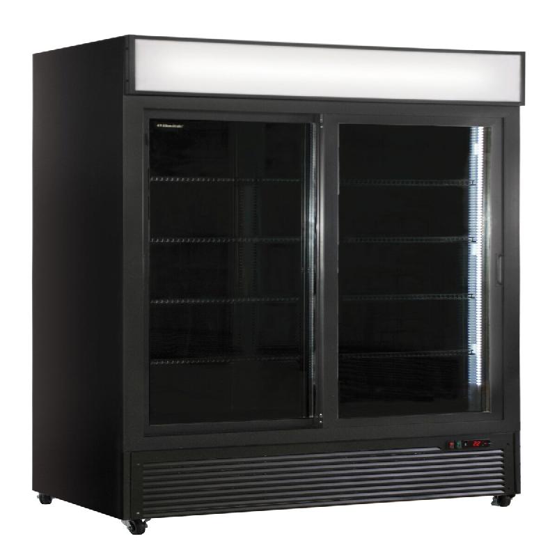 KLIMAITALIA Vitrine frigo pour boissons pte double ventilée régulateur électronique et thermomètre numérique. T° 0°C/+10°C. Mod. CL1300V2GCSLBLACK_0