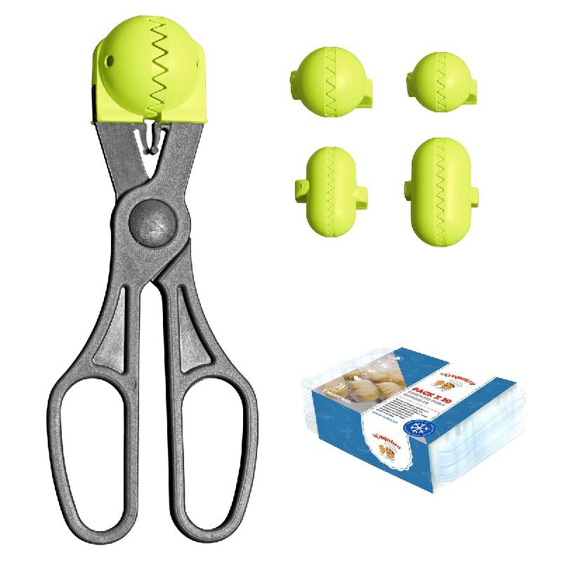 La Croquetera - Pack d'Ustensile Multifonction avec 4 Moules interchangeables et 20 Plateaux de conservation pour croquettes couleur Pistache - vert p_0