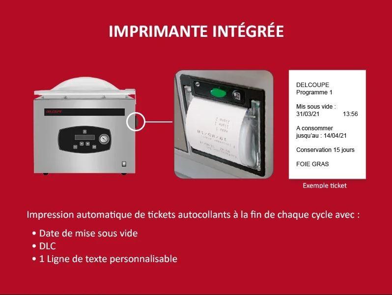 Machine Sous-vide à Cloche 520 mm 20m3 avec Table et Imprimante - Prestige | Delcoupe - Avec barre de soudure supplémentaire_0