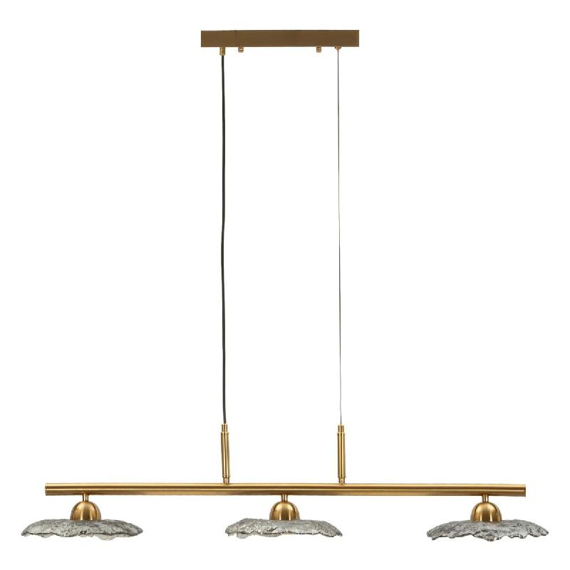 Mauro Ferretti Lustre Glamour Emily À 3 Lumières - Structure En Métal Doré Et Verre Gris Fumé, Design Moderne, Douille E27 - 100 X 24 X 18 Cm - 1_0