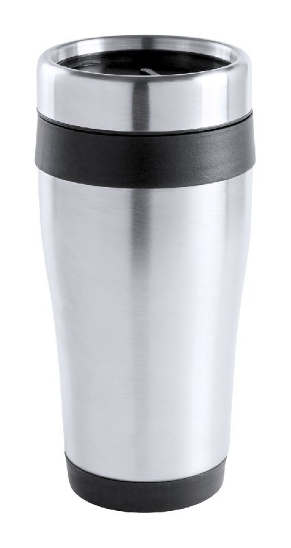 Mug thermo publicitaire - double paroi en acier inoxydable - 450 ml - finition plastique colorée - livré en boîte cadeau_0