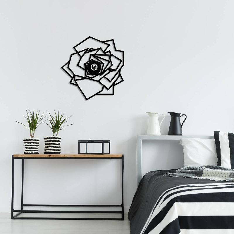 OPVIQ APPLIQUE MURALE W-042, MOTIF FLORAL NOIR, DÉCOUPE LASER