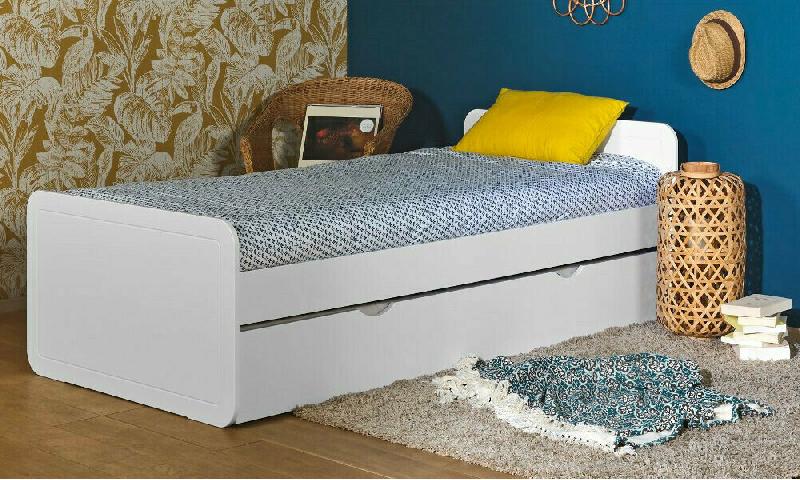 PACK LIT GIGOGNE LANAI + 2 MATELAS  BLANC 90X190 CM/OPT:MATELAS FEEVAH HR