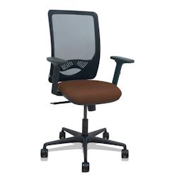 Piqueras y Crespo Silla Zulema sincro malla negra asiento bali marrón oscuro brazos 2D ruedas 65mm - marron multi-matériau 390SM840B463B2DB68R65_0