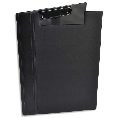 PORTE-BLOC À RABAT ELEGANCE EN PVC EXPANSÉ. PINCE MÉTALLIQUE POUR MAINTENIR LE BLOC. COLORIS NOIR