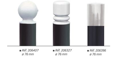 Potelet haute visibilité peint sur zinc - Tube acier Ø60, 76, 102 et 114 mm - Cinq pommeaux au choix - Fixation par scellement direct_0