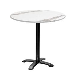 Restootab - Table ronde Ø80cm - modèle Bazila marbre blanc - blanc fonte 3760371512683_0