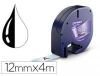 Ruban Dymo Letratag - Papier - Noir sur Blanc - 12mm x 4m - Référence 91200_0