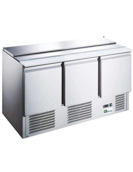 Saladette réfrigérée 3 portes positive - Référence : AAS903 - inox AISI304 - Température +2°C/+8°C_0