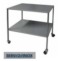 Servante d'atelier inox - modèle SERV/2/INOX - plateau épais 1,5 mm avec roulettes pivotantes_0