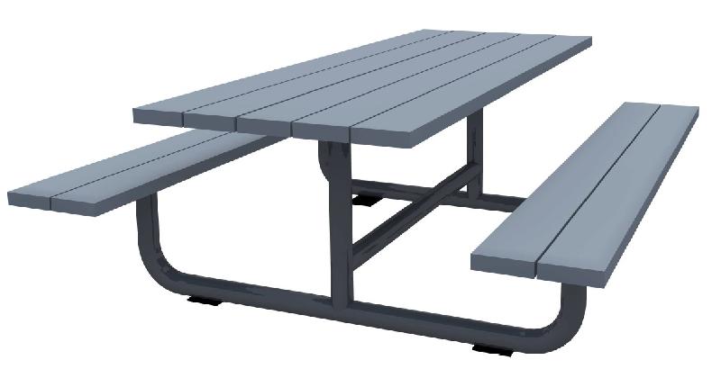 Table pique-nique en plastique recyclé et acier - EPSILON - Classique 180 cm, fabrication française et recyclable_0