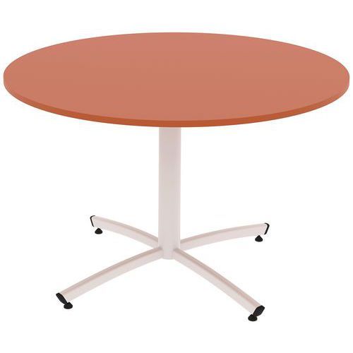 TABLE TIM Ø 120 CM T5 - PC - PLAT STRAT ABS - ORANGE DE SIENNE/BLANC - RODET
