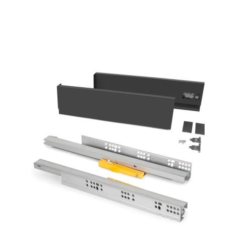 TIROIR VERTEX AVEC PUSH SYNCRO - KIT PARTIEL - H. 93 MM P. 500 MM - GRIS - ACIER EMUCA