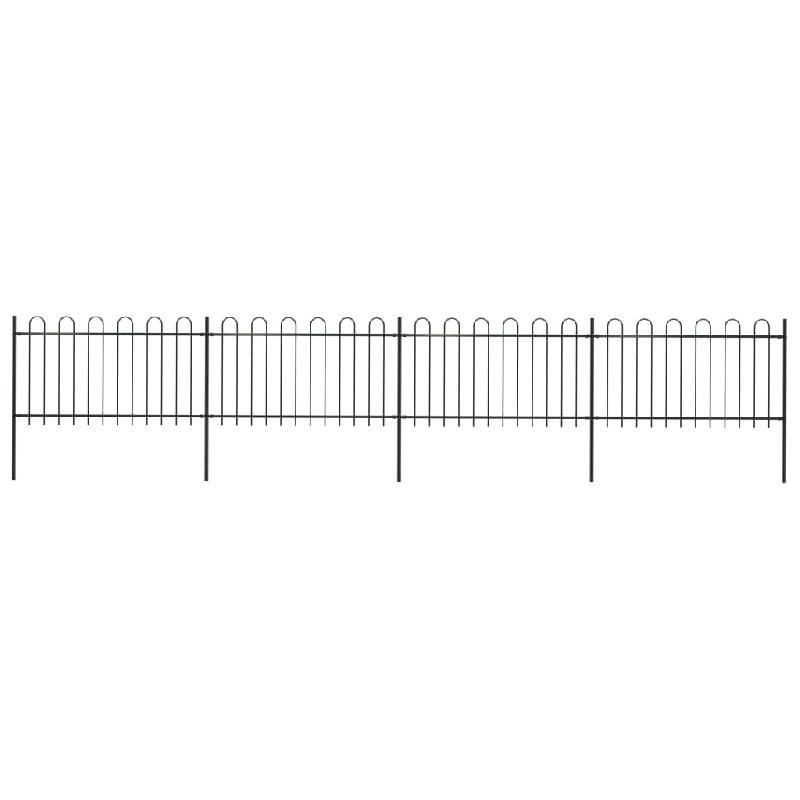 Vidaxl clôture de jardin avec dessus en cerceau acier 6,8 x 1 m noir 277659_0