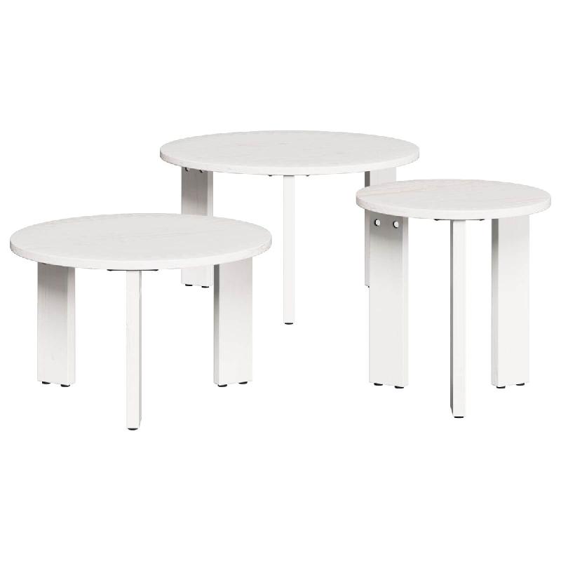 VidaXL Table basse 3 pcs Blanc Bois massif en pin Modèle Polaris Élite - 873563_0