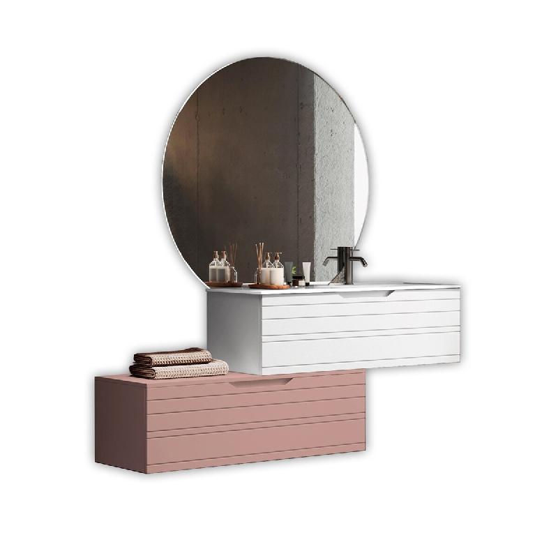 AQA Design Composition vasque droite 4 pièces SOLMIRA en MDF blanc/rose poudre L.200 P.45 H.190 MPSO54-O1-CIP - multicolore Bois manufacturé MPSO54-_0