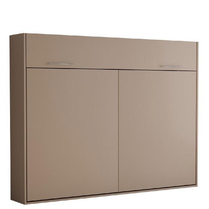 ARMOIRE LIT ESCAMOTABLE VERTIGO TAUPE MAT COUCHAGE 140*200 CM_0