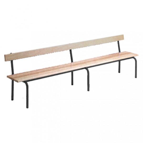 Banc vestiaire avec dossier - pieds en Epoxy Noir - 1200 mm - 3 lames en hêtre vernis_0