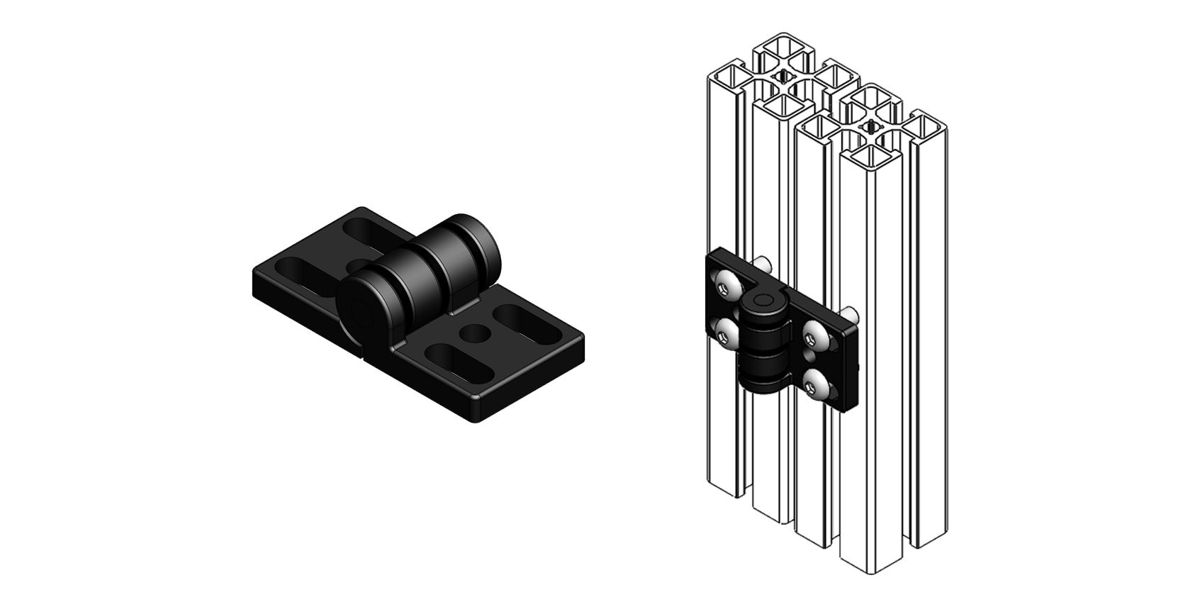 Charnière métal pour profilé aluminium rainure 8 mm