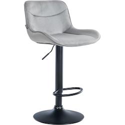 CLP Tabouret de bar Vonore velours Gris/Noir - gris textile 323564_0