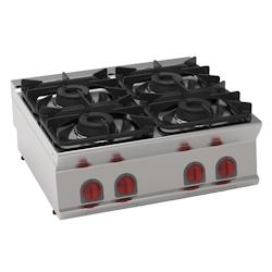 EURAST - Réchaud a gaz 4 feux sur table - 800x700x280 mm - 28,8 Kw - 35400317 - inox 35400317_0