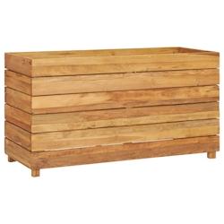 Helloshop26 - Lit surélevé jardinière 100 x 40 x 55 cm bois de teck recyclé et acier 02_0000896 - 3000072311537_0