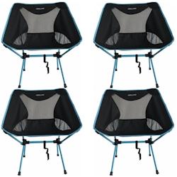 Midland 4 Chaises Moonlight Pliante Ultra Légère Et Compacte Camping Noir/bleu + Sac De Transport Usage Non Intensif Midland - noir 3665476539187_0