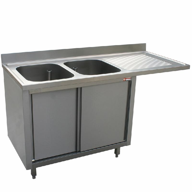 Plonge inox 2 cuves 400x500x275 - égouttoir droite - espace lave-vaisselle - profondeur 700 mm - gamme Standard Line - L1621VD-AS_0