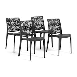 RATTATAN Set 4 Chaises en polypropylène avec fibre de verre empilables pour extérieur et jardin, bar et restaurant, cuisine design moderne - MALIKA_0