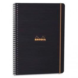 RHODIA CAHIER PROBOOK SPIRALE COUVERTURE NOIRE PP 22,5X29,7CM 160 PAGES LIGNÉE 6MM PERFORÉES 4 TROUS