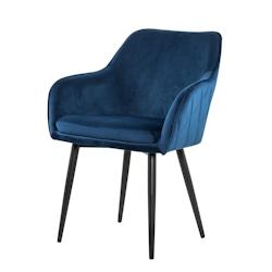 SalesFever Chaise de salle à manger|Revêtement tissu aspect velours|cadre en métal réglable en hauteur|Matelassage diamant|L61xP60xH85cm|bleu–no_0