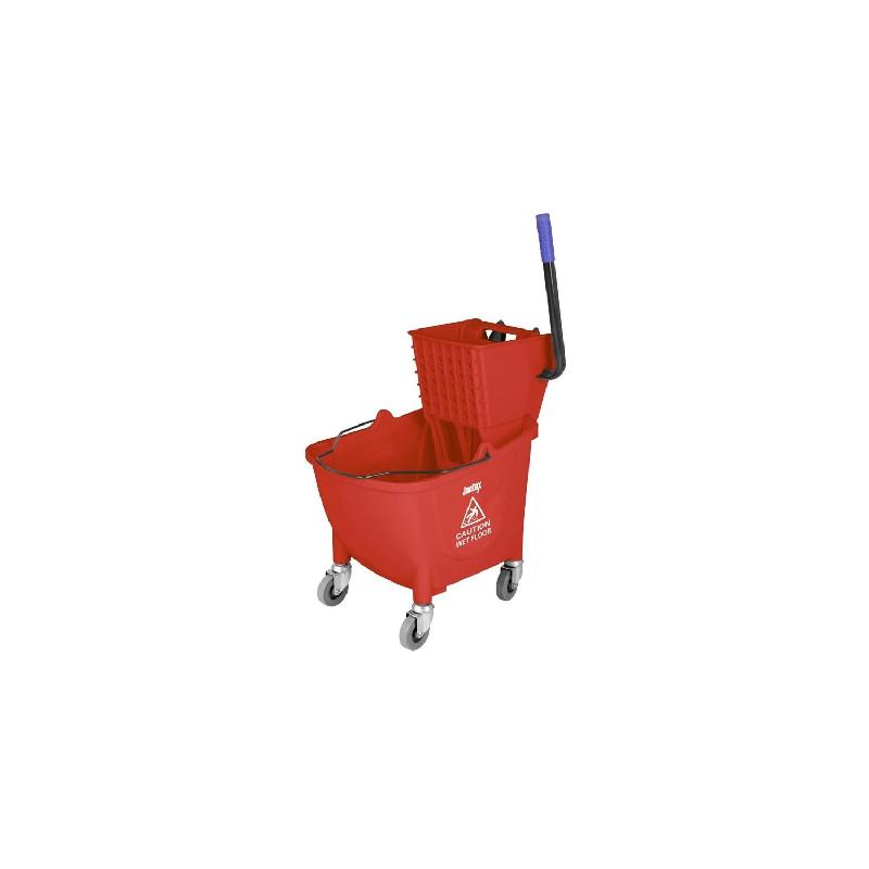 Seau essoreur 30 Litres avec pédale de vidange, en polypropylène rouge_0