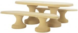 Table de pique-nique ovale en béton armé - différentes dimensions et coloris_0