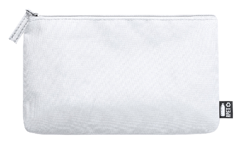 Trousse de toilette zippée en polyester 600D RPET - Couleur blanche - Poids 30g_0