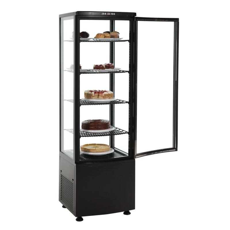 Vitrine réfrigérée - 4 côtés vitrés - porte incurvée 235l noire_0