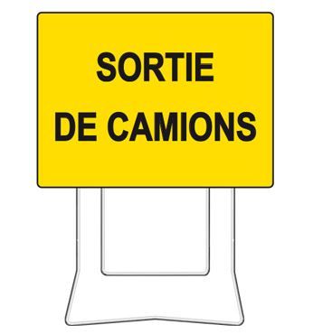Panneau de chantier KC1 - sortie de camions - 600 x 800 mm - film rétroréfléchissant T1 ou T2_0