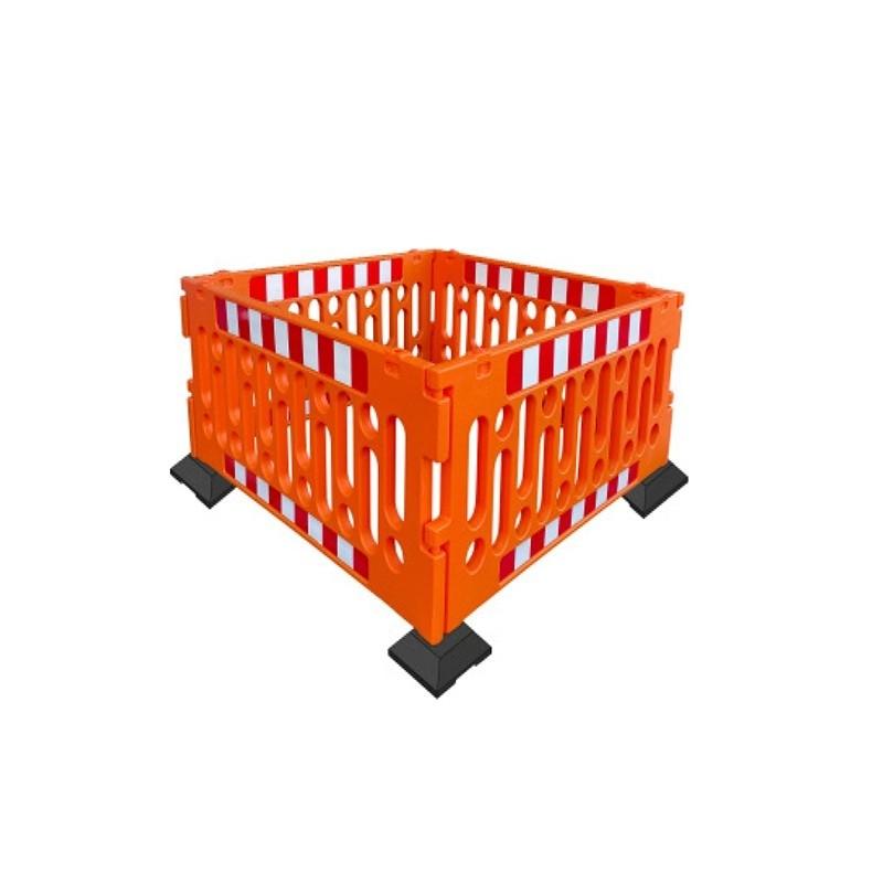 4x Barrières de sécurité en polypropylène - Orange / Avec base / 1200_0