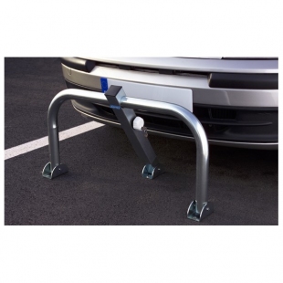Barrière rabattable de parking ECO - Mottez - acier galvanisé Ø50 mm - verrouillage automatique - garantie 2 ans_0