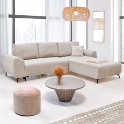 Canapé convertible avec angle réversible Paolo Velours côtelé Gris - beige 3327480079188_0