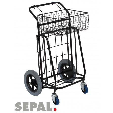 Chariot pliable distribution publicité - grandes roues + panier - modèle TR034R30/PA_0