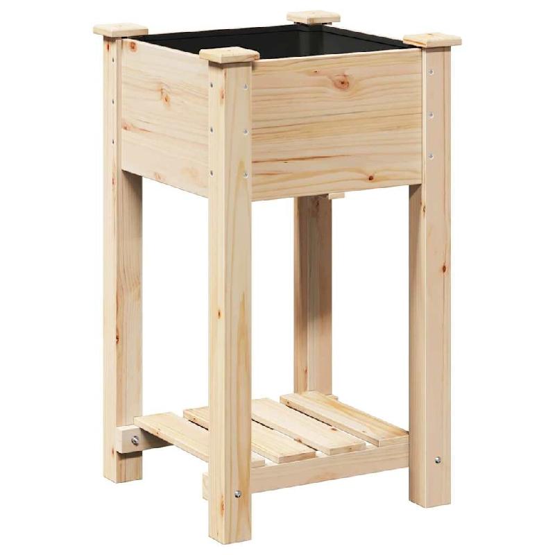 Helloshop26 - Cache-pot de jardin avec étagère rectangulaire pratique extérieur 45 x 45 x 76,5 cm en bois de sapin beige 02_0058848 - beige Bois ma_0