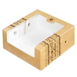 Boîte pâtissière décor Saveurs Nature 250x250x100mm x 130 JORIDEAL - marron en carton 3519400625203_0