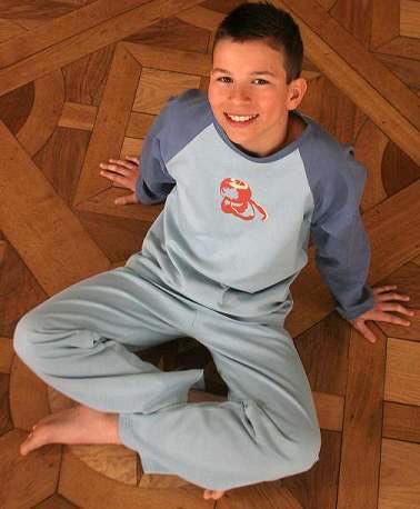 PEAU ETHIQUE - PYJAMA GARÇON BLEU EN COTON BIOLOGIQUE 14 ANS