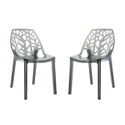 RATTATAN Lot de 2 chaises en polycarbonate, assise ergonomique, résistantes et empilables, design moderne pour cuisine, salle à manger, restaurant _0