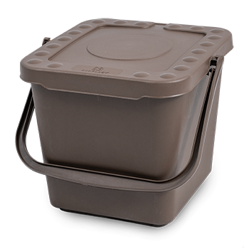 Seau de compostage - 7L plein marron - couvercle amovible - polypropylène recyclé - certifié longue durée_0