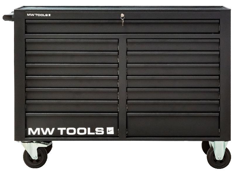 Servante d'atelier 15 tiroirs noire XXL 1415 mm robuste en acier soudé verrouillable roues ø125 mm MW Tools GW115B_0